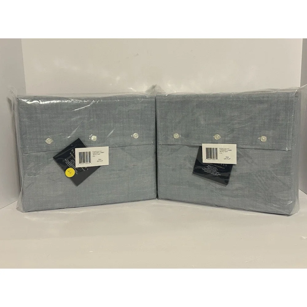 NWT RALPH LAUREN  Workshirt Chambray 2pc FLAT ONLY SHEETS QUEEN BED‎ $490